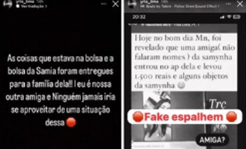 Amiga de Samynha que sobreviveu a ataque nega furto de objetos e faz tatuagem