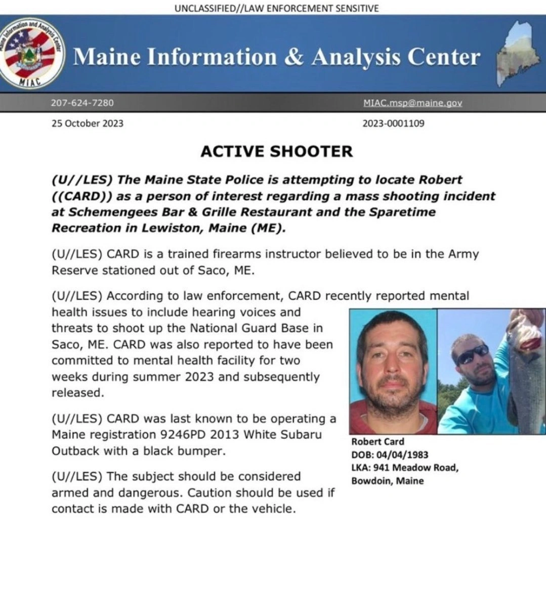 Boletim Policial do estado do Maine