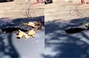 Buraco na Frei Serafim (Foto: Tiago Moura / Conecta Piauí)