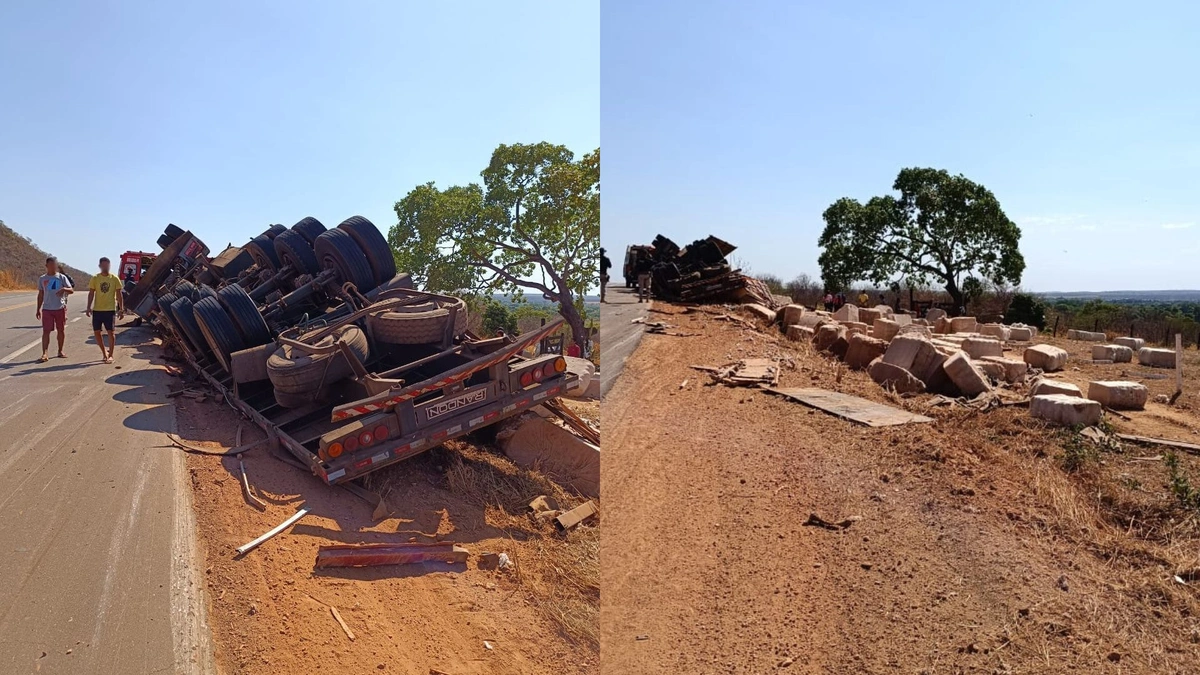 Carreta carregada com plumas de algodão tomba no sul do Piauí
