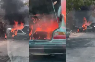 Carro de vendedor de frutas fica totalmente destruído após pegar fogo em Teresina (Foto: Reprodução)