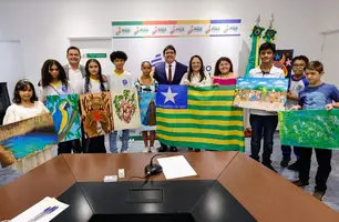 Governador Rafael Fonteles recebeu os estudantes no Palácio de Karnak (Foto: Reprodução)