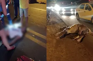 Homem fica gravemente ferido ao colidir sua motocicleta com um cavalo no Piauí (Foto: Reprodução)
