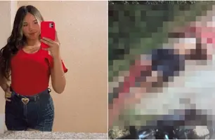 Thamires Araújo e o piloto da moto após o acidente (Foto: Reprodução)