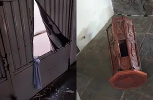 Criminosos invadem igreja roubam e depredam itens religiosos em Teresina (Foto: Reprodução)