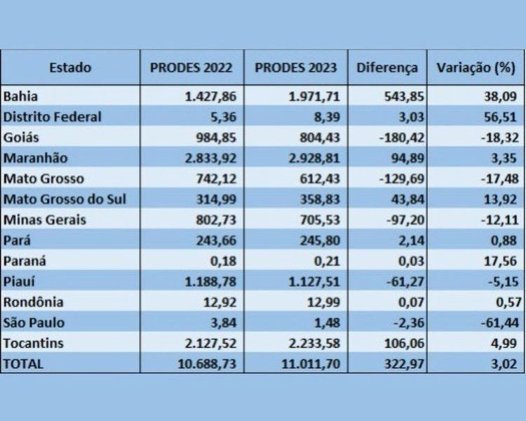 Piauí foi o único estado do Matopiba a reduzir índices de desmatamento do Cerrado