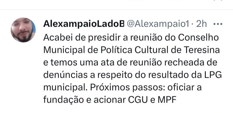 Postagem de Alex Sampaio