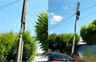 Poste quebrado e prestes a cair causa preocupação em moradores de Teresina (Foto: Divulgação)