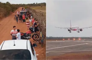 Pouso de aviões vira atração turística nos arredores do Aeroporto de Parnaíba (Foto: Reprodução)