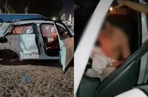 Acidente em Parnaíba: jovem atinge poste após fazer 'zigue-zague' na pista (Foto: Reprodução)