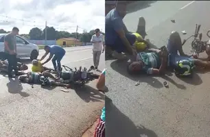 Acidente entre duas motocicletas deixa idoso e homem feridos em Demerval Lobão (Foto: Reprodução)