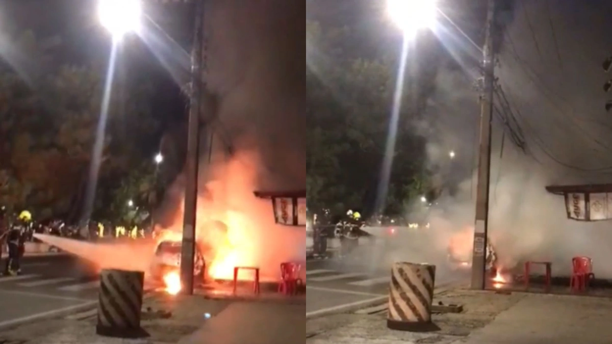 Carro pega fogo na avenida João XXIII, zona Leste de Teresina