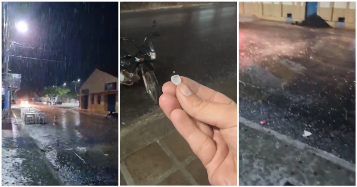 Chuva de granizo surpreende moradores da cidade de Pedro II
