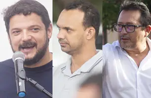 Dr. Talles, Fábio Roberto e Evandro Mendes, pré-candiatos a prefeito de Beneditinos-Pi (Foto: Colagem: Mikeias di Mattos)