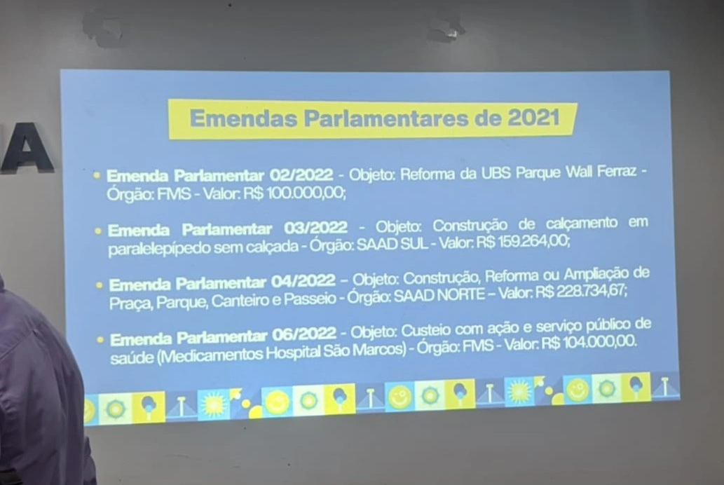 Emendas cobradas pelo vereador