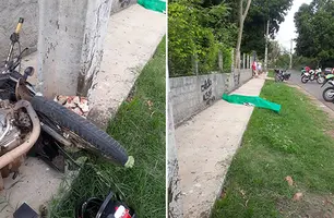 Funcionário da CTA morre após colidir motocicleta em poste na zona Sudeste de THE (Foto: Reprodução/whatsapp)