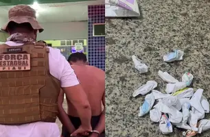 Homem preso com drogas em Parnaíba (Foto: Reprodução)