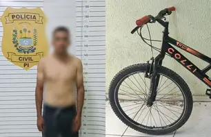 Homem que assaltava usando bicicleta tenta fugir de viatura e é preso em Parnaíba (Foto: Reprodução)
