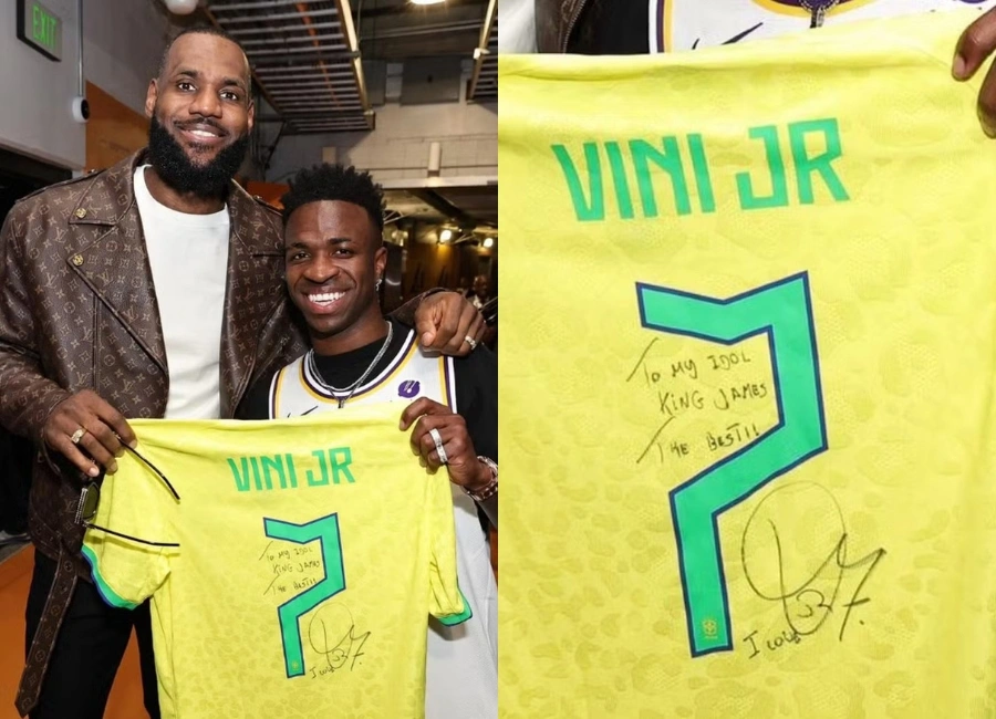 LeBron James recebe camisa da Seleção por Vini Junior