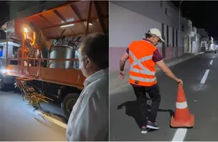 Manutenção das sinalizações horizontais em Campo Maior (Foto: Reprodução)