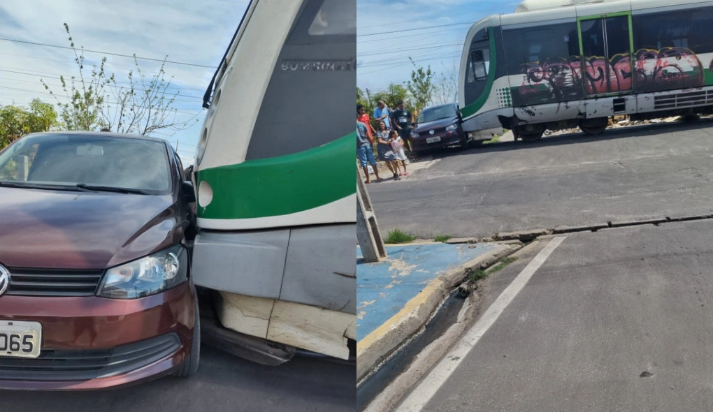 Metrô colidi em carro que atravessava linha férrea na zona Sudeste de Teresina