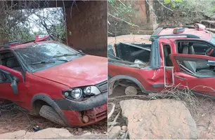 Motorista perde controle e cai de ponte em estrada vicinal (Foto: Reprodução)