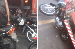 Mulher fica em estado grave após se envolver em acidente de moto em Parnaíba (Foto: Reprodução)