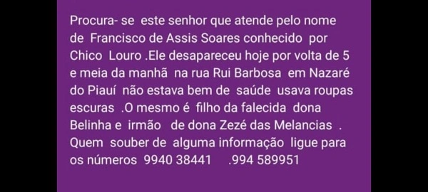 Nota da família