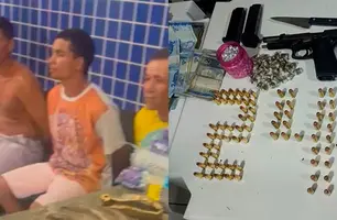 Suspeitos foram encontrados com uma arma de fogo, R$ 12 mil em espécie e drogas e já foram liberados (Foto: Reprodução)