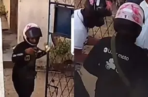 Vídeo registra bandido com roupa de Uber assaltando empresário no Lourival Parente (Foto: Reprodução)