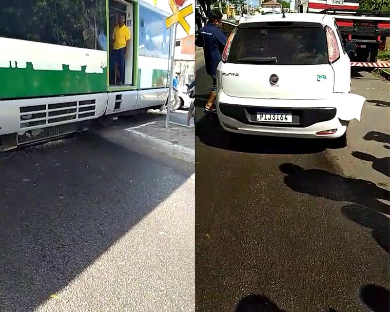 Carro ficou com danos na lateral