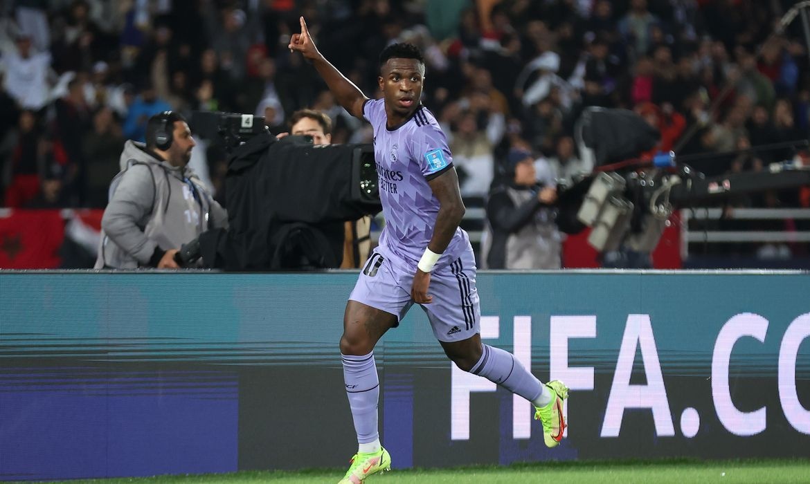 Jogador de futebol brasileiro Vini Jr., atacante do clube espanhol Real Madrid