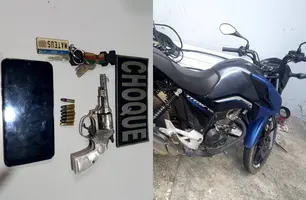 Motociclista é preso pela PM com arma e munições (Foto: Divulgação)