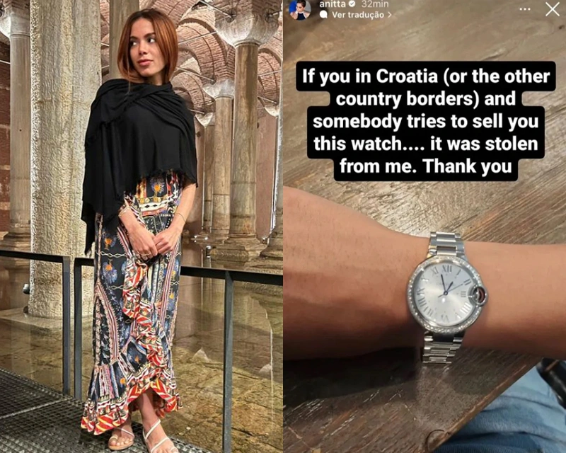 Anitta tem relógio roubado na Croácia