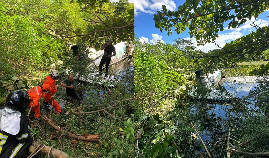 Avião de pequeno porte cai em lagoa de Teresina