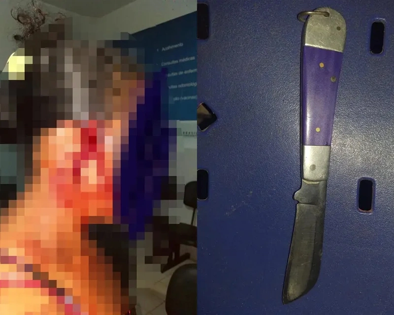 Mulher esfaqueada pelo irmão/ Arma do crime