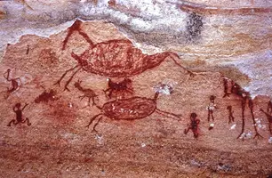 Pinturas rupestres localizada na Serra da Capivara. (Foto: Coleção Arte Rupestre - Niède Guidon)
