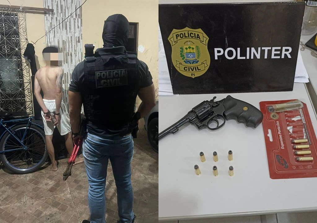 Suspeito preso e material apreendido