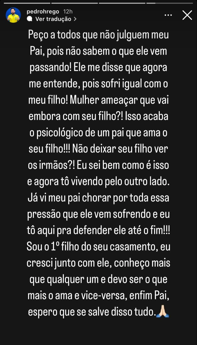 Filho fez revelações bombásticas