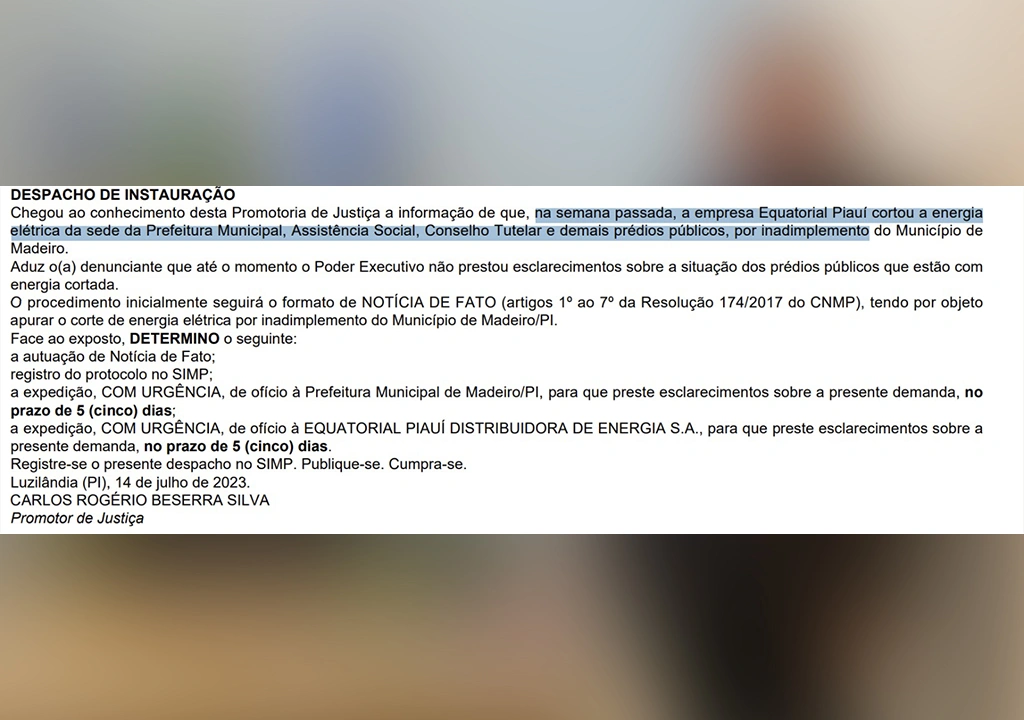 Prefeitura tem 05 dias pra se manifestar.
