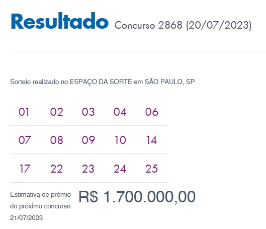Sorteio Lotofácil