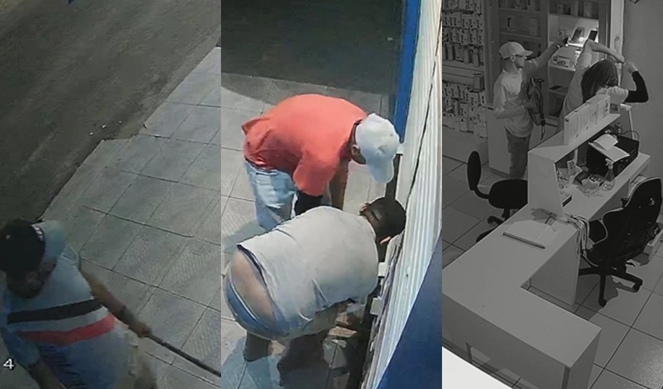 Trio invade loja e furta celulares
