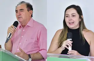 Antônio Reis Neto, prefeito de Floriano-Pi e Caroline de Almeida Reis, secretária municipal de Saúde de Floriano-Pi. (Foto: Colagem: Mikeias di Mattos)