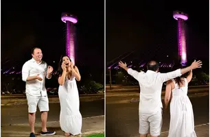 Chá revelação na ponte Estaiada (Foto: Arquivo Pessoal)