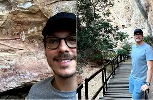 Fábio Porchat na Serra da Capivara (Foto: Reprodução)