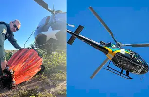 Helicóptero para dar apoio no combate a incêndios (Foto: Divulgação/ PM-PI)