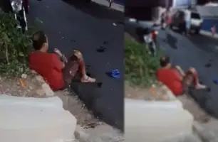 Homem caído após acidente (Foto: Reprodução/ Redes Sociais)