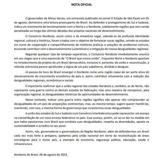 Nota Oficial