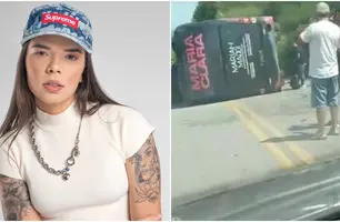 Ônibus da cantora de feminejo Maria Clara capota em Alagoas (Foto: Reprodução/rede social)