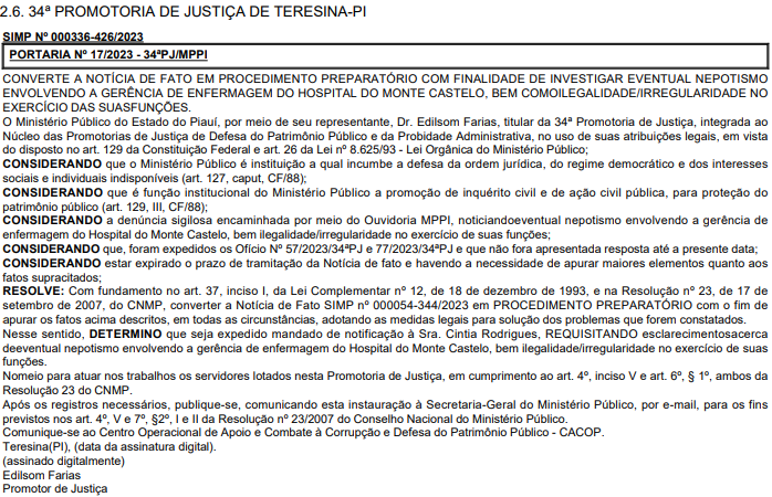 Portaria do MP-PI